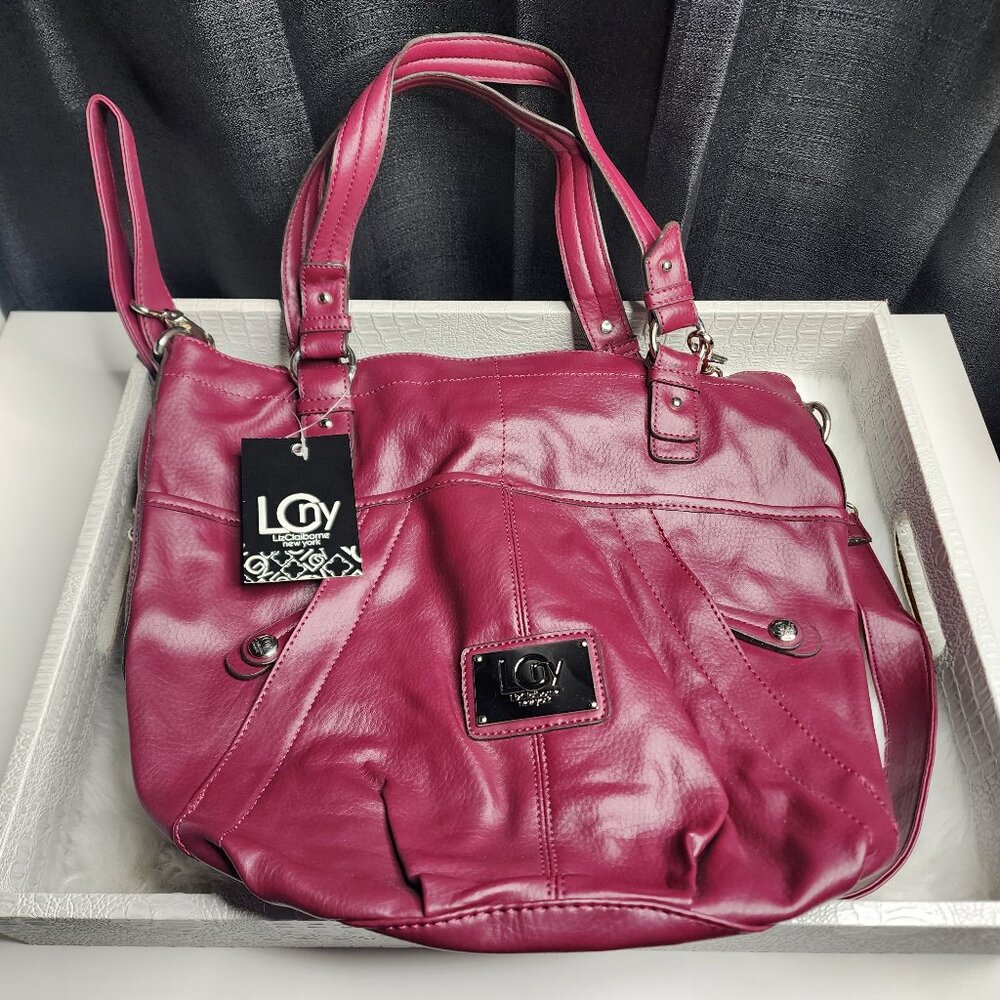 Vintage Liz Claiborne New York Burgundy Faux Leather satchel